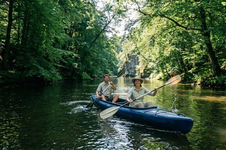 warm weer Ardennen, Kanovaren tijdens een hittegolf in de Ardennen